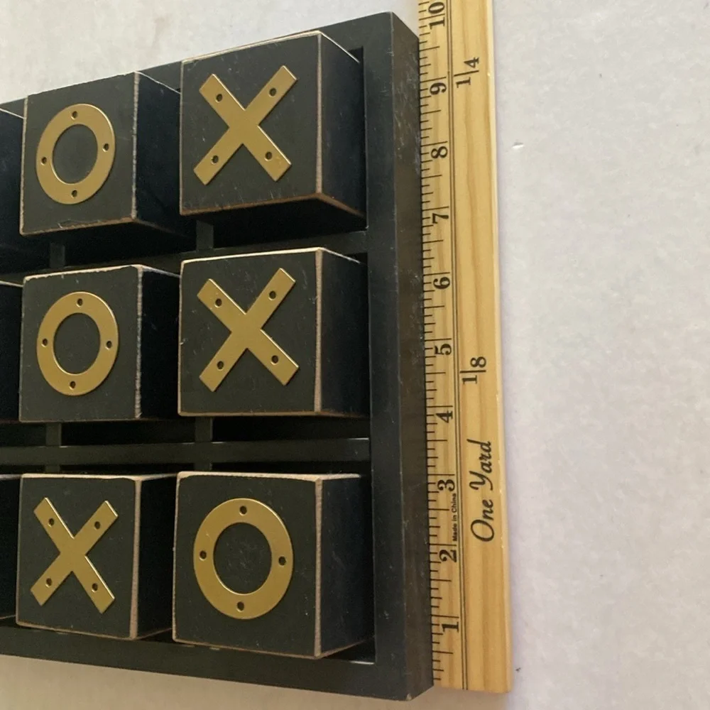 TIC TAC TOE Big Wooden Game Set 9.75” x 9.75” x 2.5”
